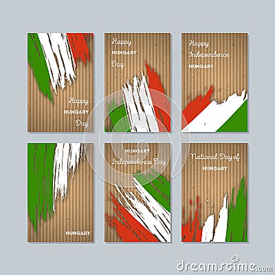 Hungary Patriotic Cards for National Day. Vector Illustration