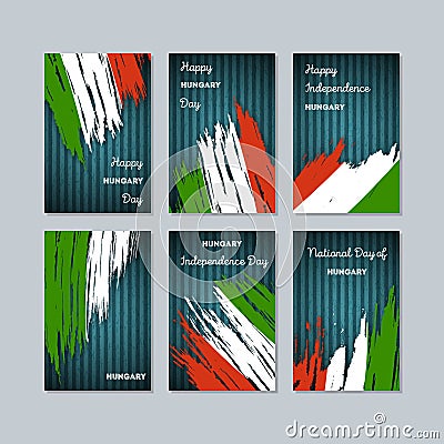 Hungary Patriotic Cards for National Day. Vector Illustration