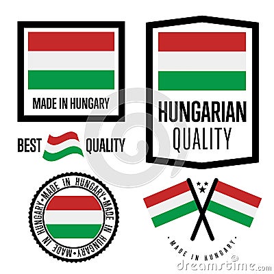 Hungary quality label set for goods Vector Illustration