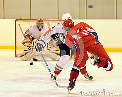 Hungary - Russia youth national ice-hockey match Editorial Stock Photo