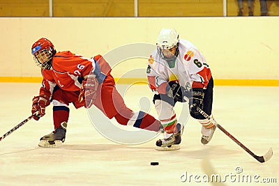 Hungary - Russia youth national ice-hockey match Editorial Stock Photo