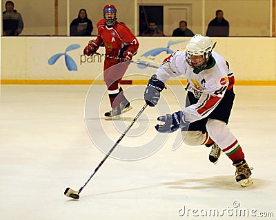 Hungary - Russia youth national ice-hockey match Editorial Stock Photo