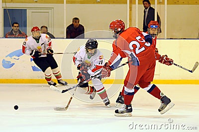 Hungary - Russia youth national ice-hockey match Editorial Stock Photo