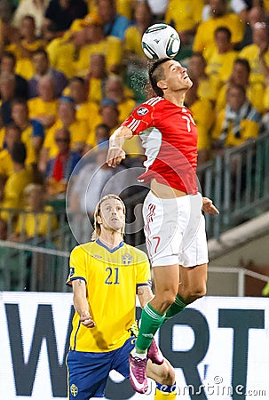 Hungary vs. Sweden football game Editorial Stock Photo