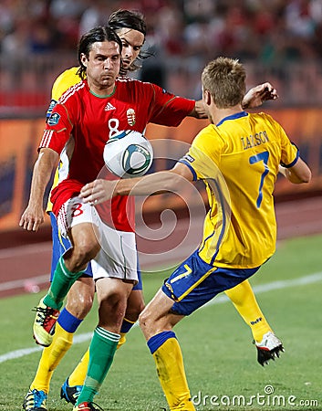 Hungary vs. Sweden football game Editorial Stock Photo