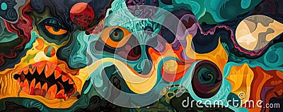 Hunger Pangs An abstract representation of hunger pangs, using distorted shapes and colors to evoke discomfort and unease Stock Photo
