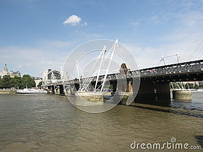 Hungerford Bridge and Golden Jubilee Bridges, London Editorial Stock Photo