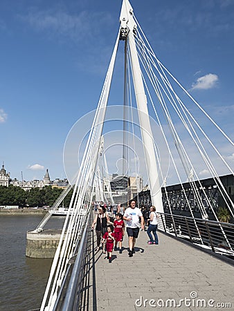 Hungerford Bridge and Golden Jubilee Bridges, London Editorial Stock Photo