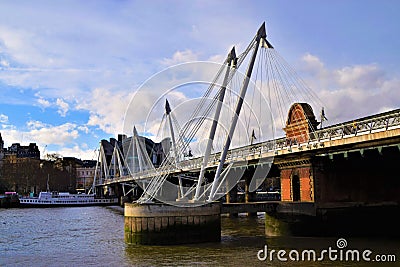 Hungerford Bridge and Golden Jubilee Bridges, London Editorial Stock Photo