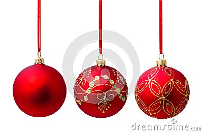 Hunging red christmas ball isolated Stock Photo