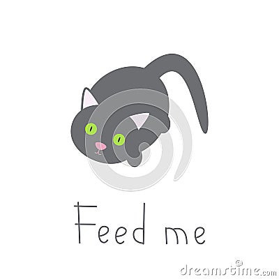 Hungry cat Vector Illustration
