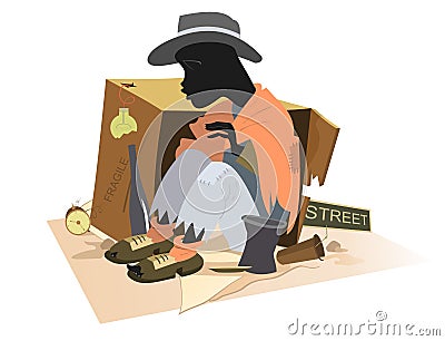 African man homeless isolated Vector Illustration
