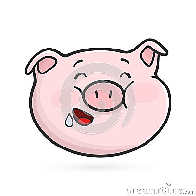 Hungry emoticon icon. Emoji pig. Vector Illustration