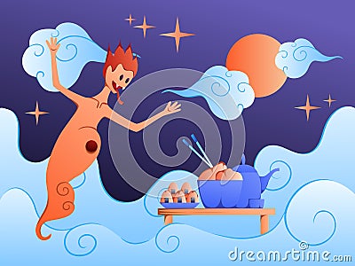 Hungry Ghost Festival colorful vector illustration web Vector Illustration