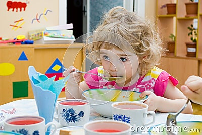 Hungry girl. Stock Photo