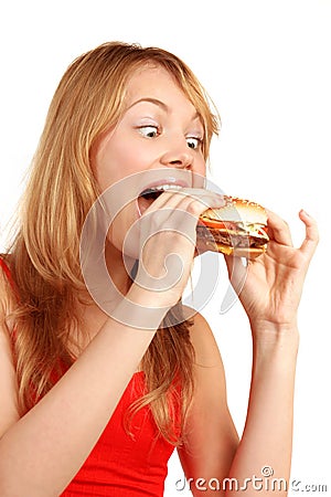 Hungry girl Stock Photo