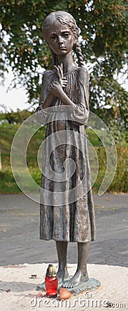 Hungry girl bronze monument of memorial to Victims of Famine Editorial Stock Photo