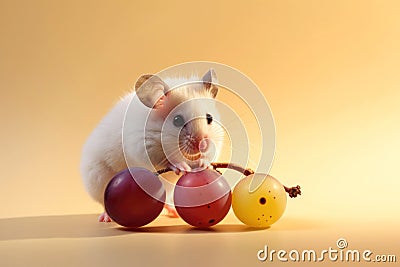 Hungry hamster indulgence: grape munching delight Stock Photo
