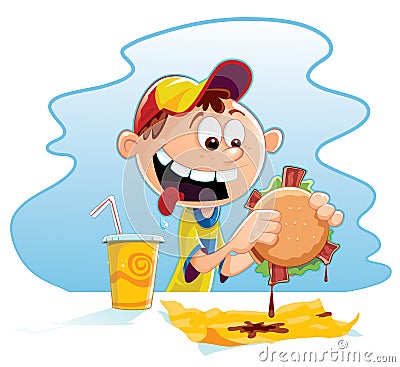 Hungry Kid Vector Illustration