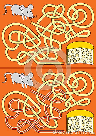 Hungry mouse maze Vector Illustration