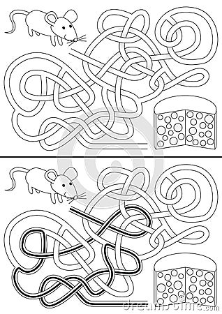 Hungry mouse maze Vector Illustration