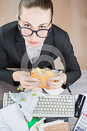 Hungry office worker. Stock Photo