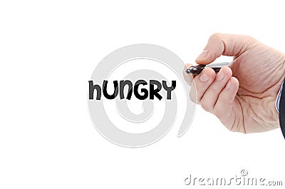 Hungry text concept Stock Photo