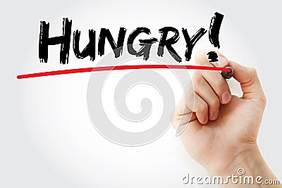 Hungry text with marker, business concept background Stock Photo