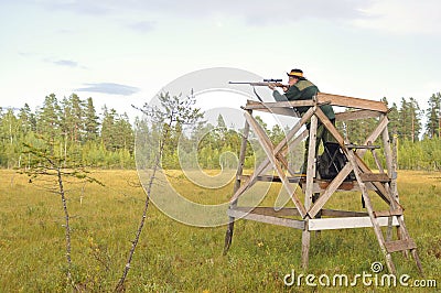 Hunter aiming Stock Photo