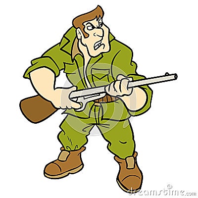 Hunter Cartoon Illustration Royalty Free Stock Photography - Image