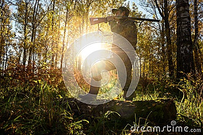 Hunter at dawn. Stock Photo