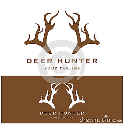 Hunter deer antler logo vector with slogan template Vector Illustration