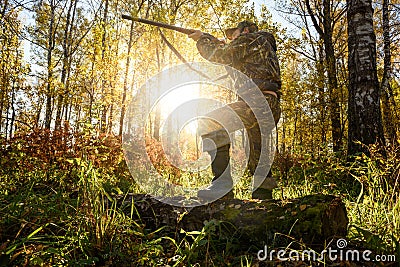 Hunter at dawn. Stock Photo