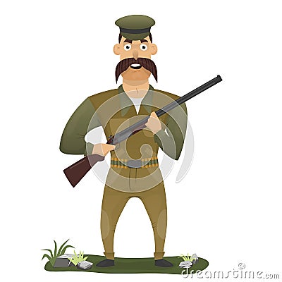 Hunter with gun Vector Illustration