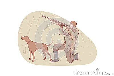Hunter, hunting, dog concept Vector Illustration