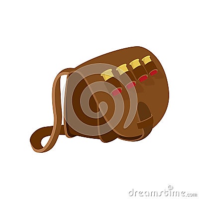 Hunter leather bag cartoon icon Vector Illustration