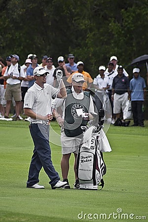 Hunter Mahan & Caddy Editorial Stock Photo