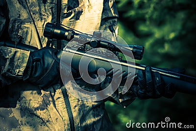 Hunter Rifle Closeup Stock Photo