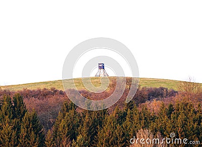 Hunter seat, deer stand on top of hill Stock Photo