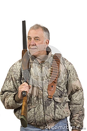 Hunter with shotgun Stock Photo