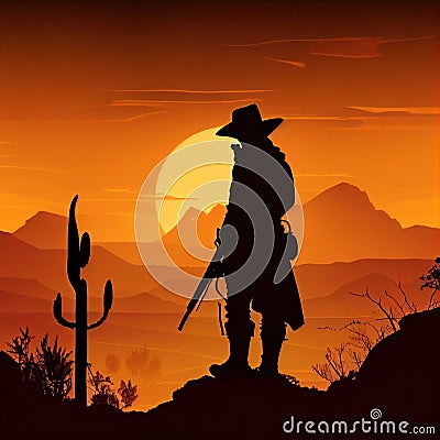 Hunter Silhouette, Made with Generative AI Stock Photo