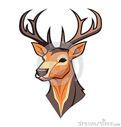 Hunter Trophy Cute Deer Horned Vector Illustration