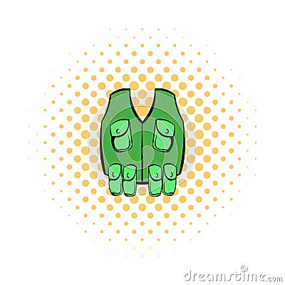 Hunter vest icon, comics style Vector Illustration