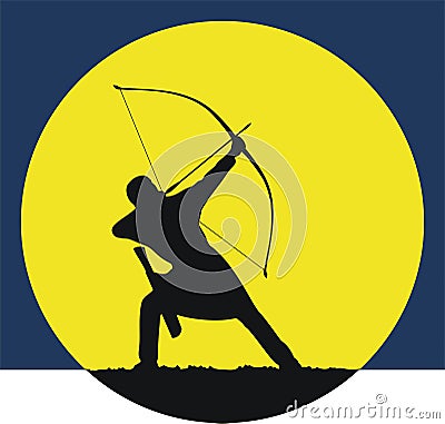 Hunting archer at dawn Vector Illustration