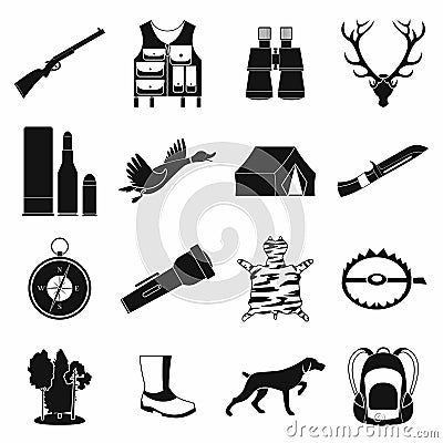 Hunting black simple icons Stock Photo