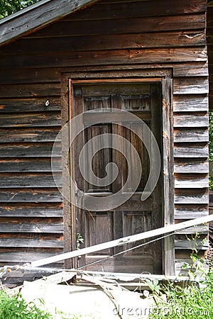 Hunting cabin entrance Stock Photo