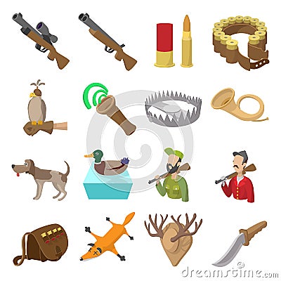 Hunting cartoon icons Vector Illustration