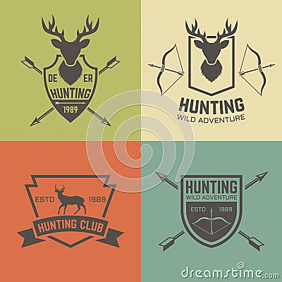 Hunting club set of vector vintage emblems Vector Illustration