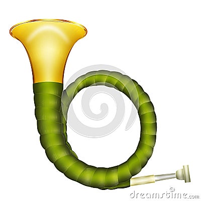 Hunting horn isolated on white background Stock Photo