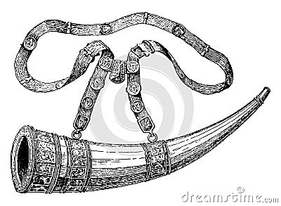 Hunting Horn vintage illustration Vector Illustration